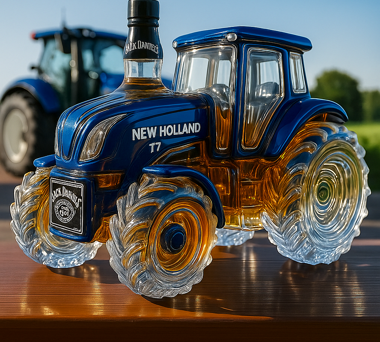 Класически уиски бутилка под формата на трактор New Holland T7
