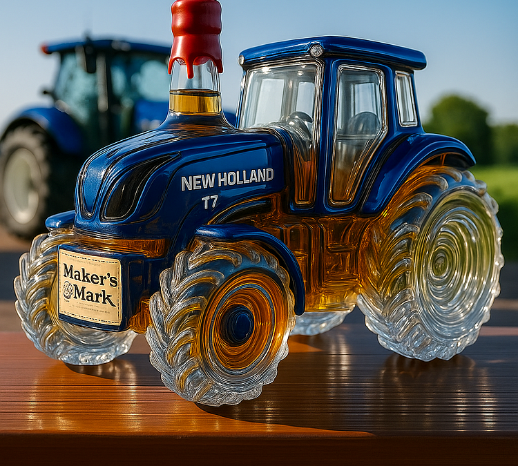 Класически уиски бутилка под формата на трактор New Holland T7